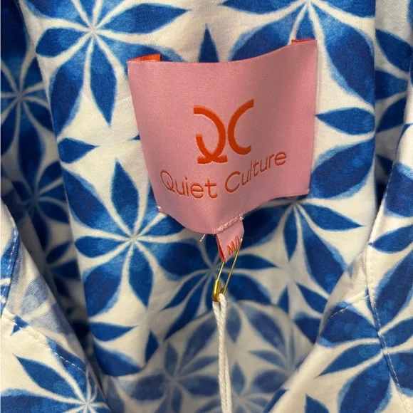 Quiet Culture Blue and White Geometric Pattern Dress - Picture 2 of 3